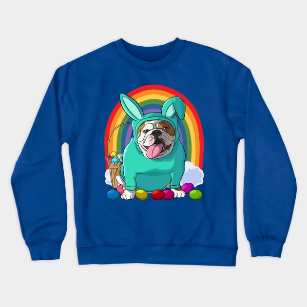 English Bulldog Happy Easter Bunny Pajamas Crewneck Sweatshirt by Noseking